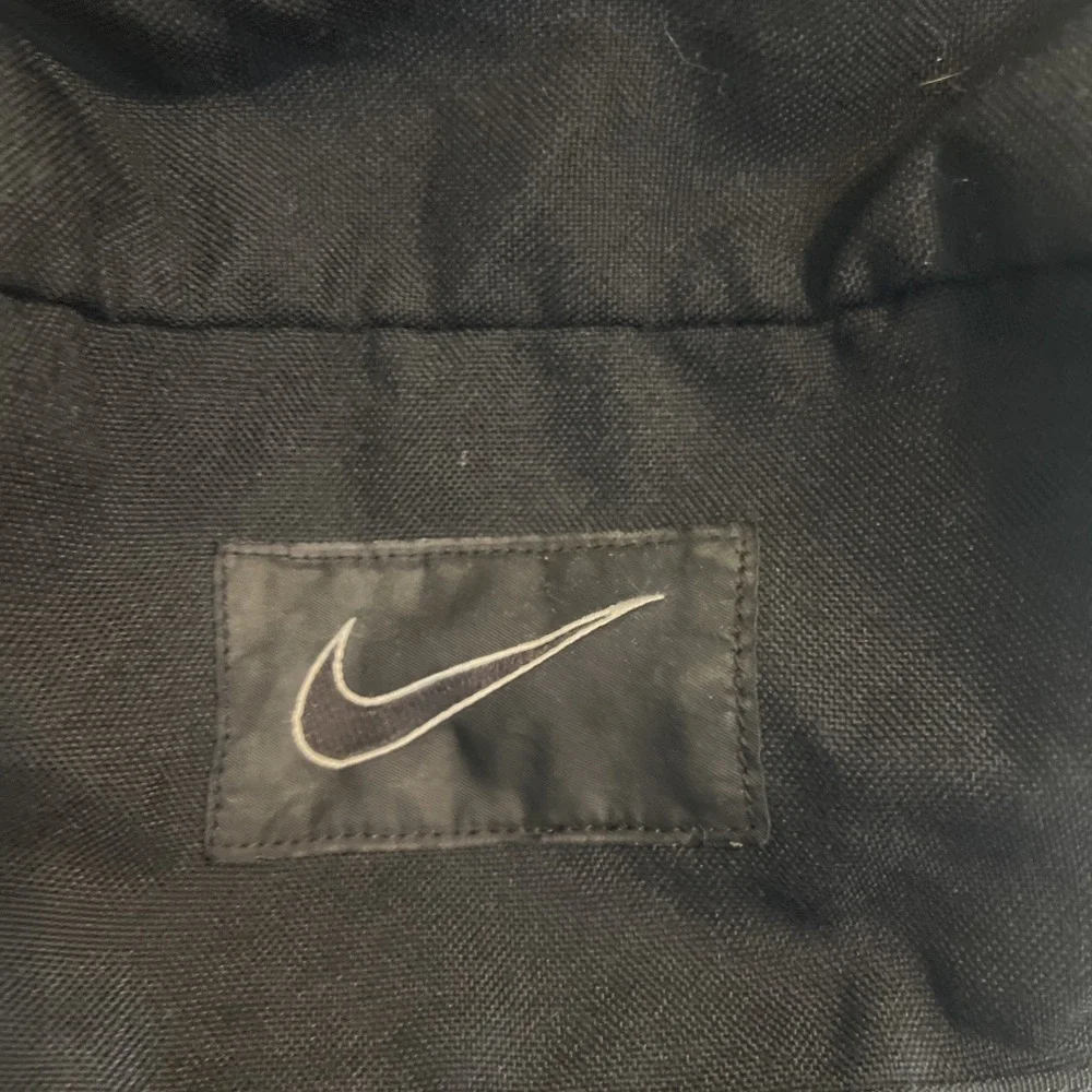 Vintage Nike Leather Bottom Backpack Black Center Swoosh Good Condition‎ 90s Y2K